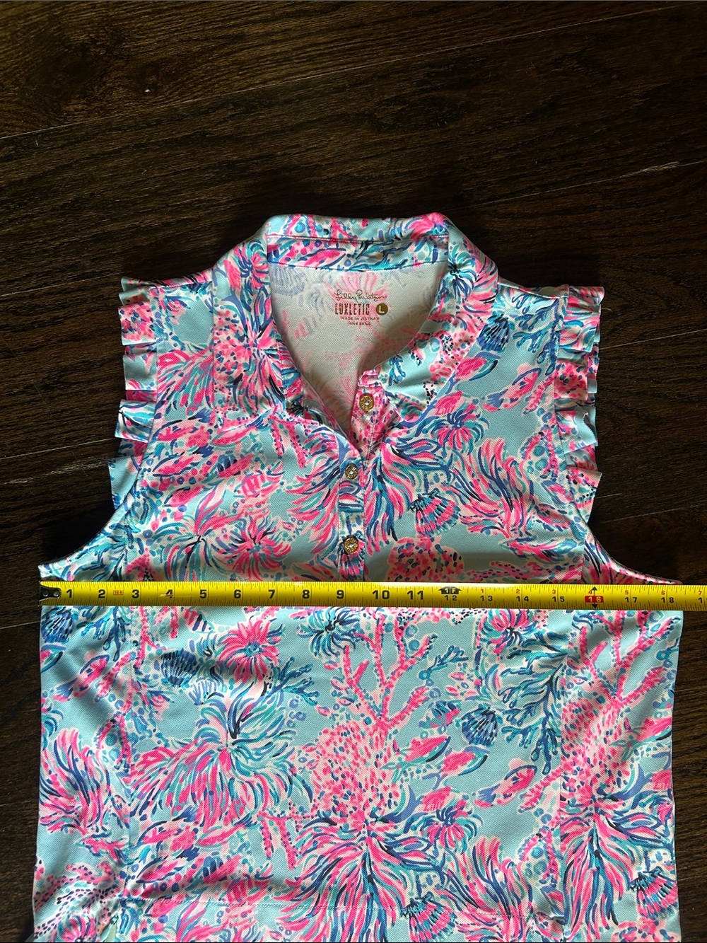 Ladies Sleeveless Tropical Print Dress - Pink & Aqua - Picture 2 of 2